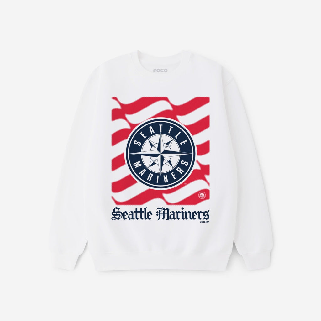 Seattle Mariners American Heritage Wordmark Crew Neck Sweatshirt FOCO S - FOCO.com