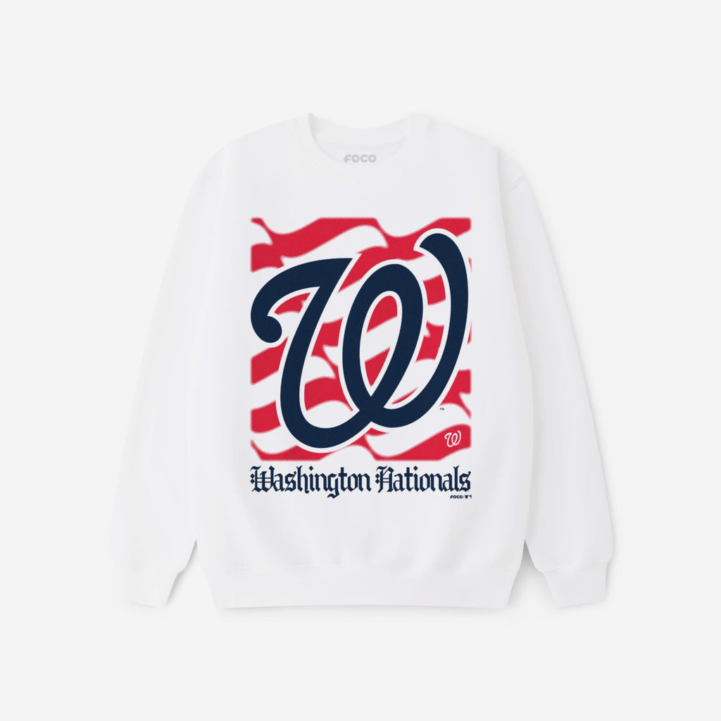 Washington Nationals American Heritage Wordmark Crew Neck Sweatshirt FOCO S - FOCO.com