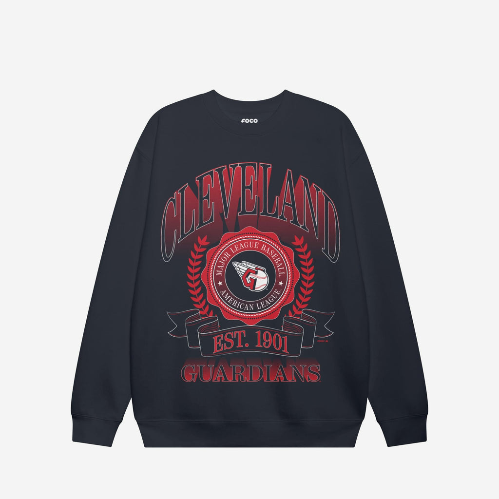 Cleveland Guardians Banner Crest Crew Neck Sweatshirt FOCO S - FOCO.com