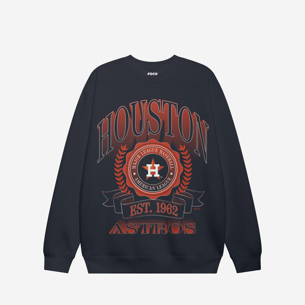 Houston Astros Banner Crest Crew Neck Sweatshirt FOCO S - FOCO.com