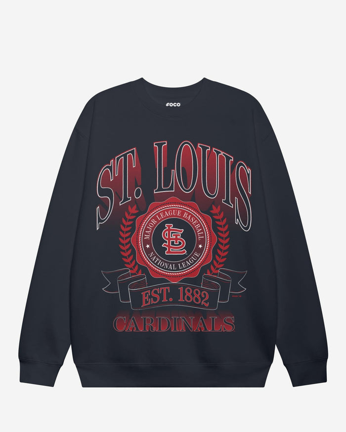 St Louis Cardinals Banner Crest Crew Neck Sweatshirt FOCO Navy S - FOCO.com