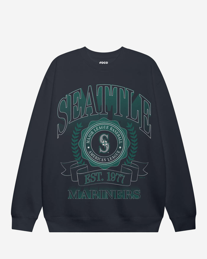 Seattle Mariners Banner Crest Crew Neck Sweatshirt FOCO S - FOCO.com