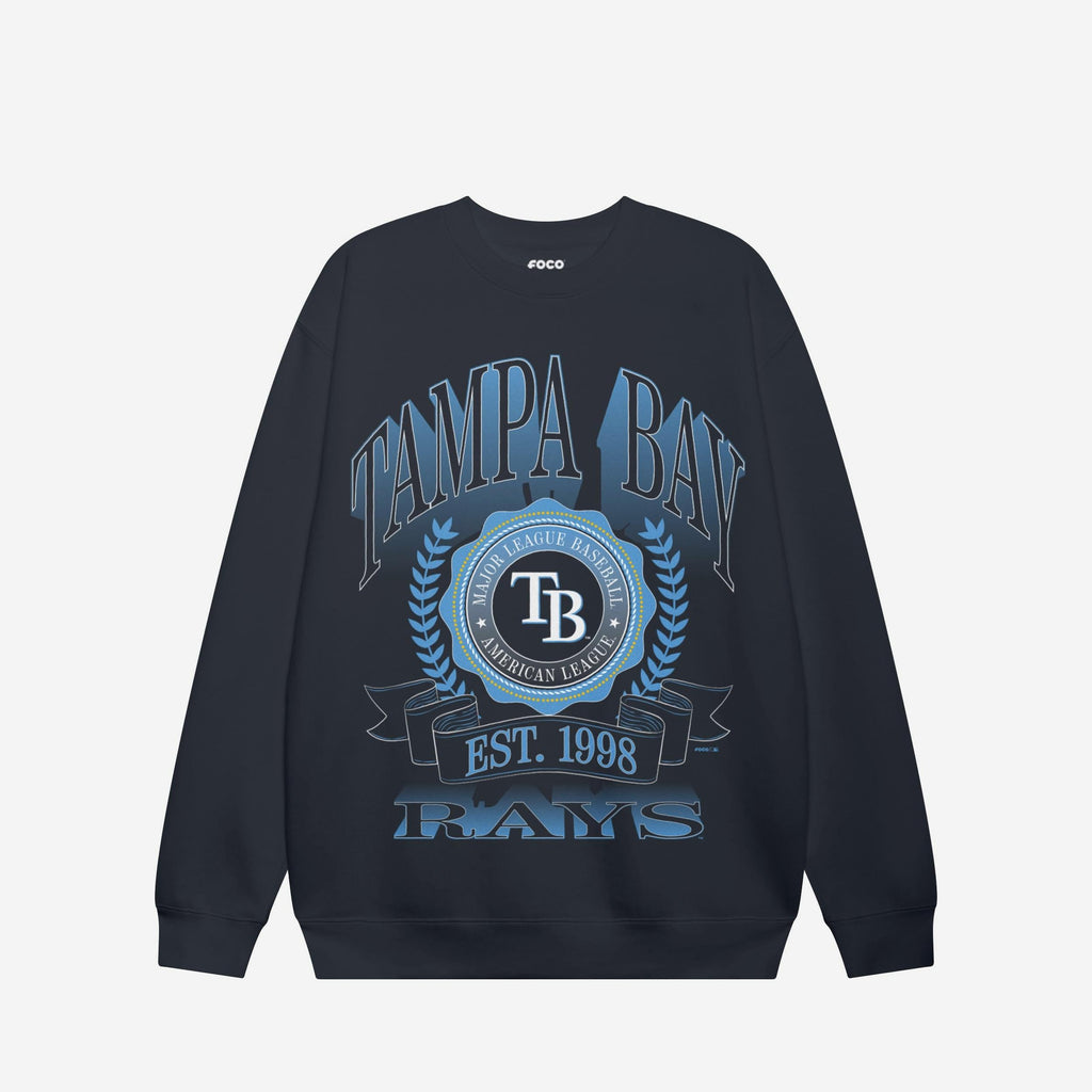Tampa Bay Rays Banner Crest Crew Neck Sweatshirt FOCO S - FOCO.com