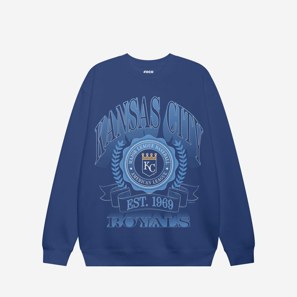 Kansas City Royals Banner Crest Crew Neck Sweatshirt FOCO S - FOCO.com
