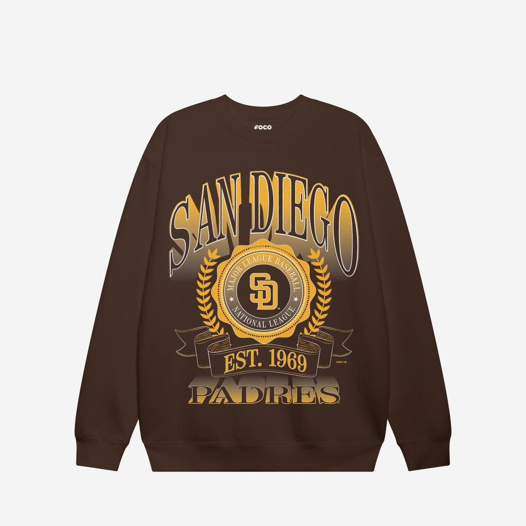 San Diego Padres Banner Crest Crew Neck Sweatshirt FOCO S - FOCO.com