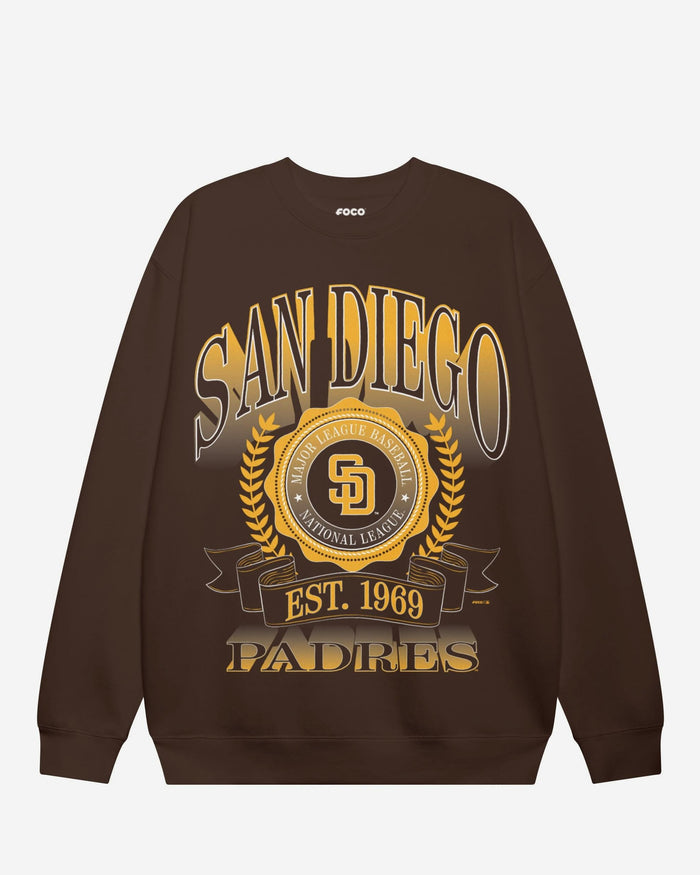 San Diego Padres Banner Crest Crew Neck Sweatshirt FOCO S - FOCO.com