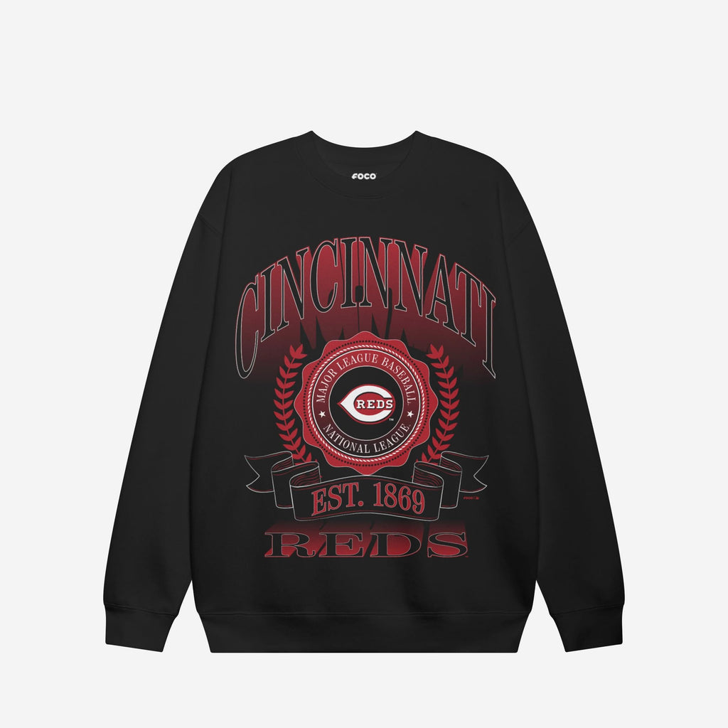 Cincinnati Reds Banner Crest Crew Neck Sweatshirt FOCO S - FOCO.com