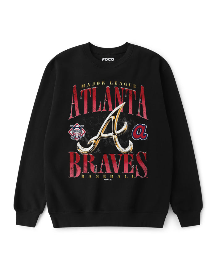 Atlanta Braves Chrome Stack Crew Neck Sweatshirt FOCO S - FOCO.com