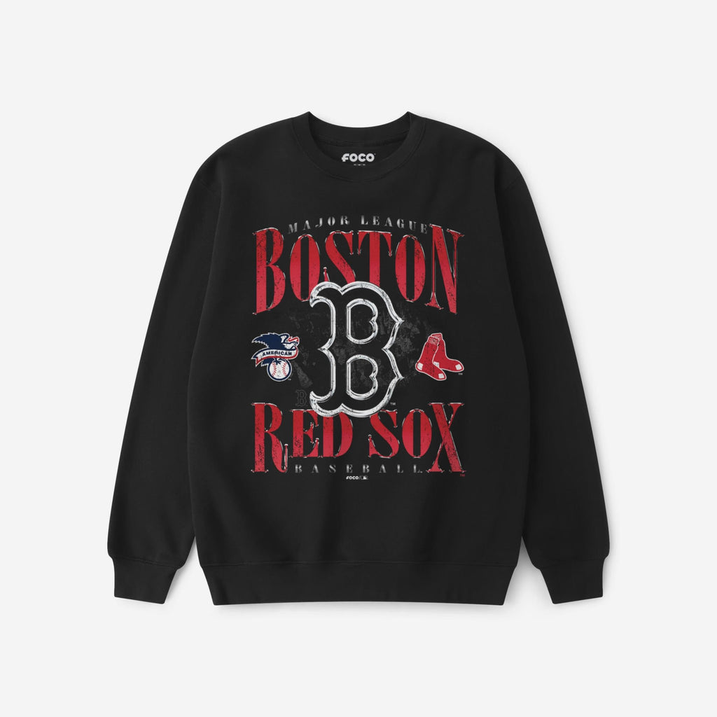 Boston Red Sox Chrome Stack Crew Neck Sweatshirt FOCO S - FOCO.com