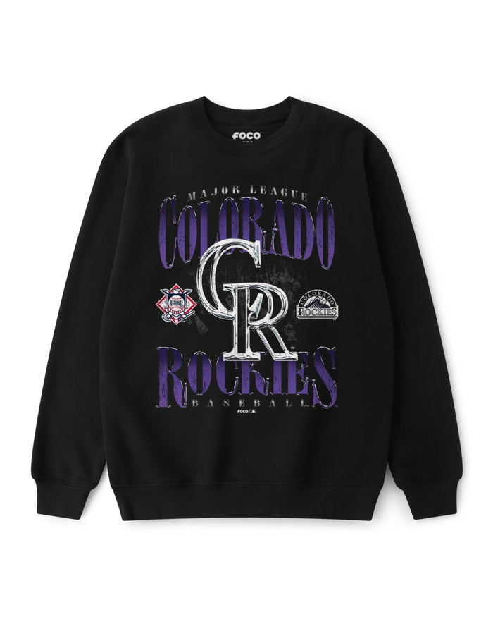 Colorado Rockies Chrome Stack Crew Neck Sweatshirt FOCO S - FOCO.com