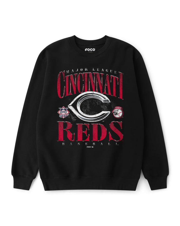 Cincinnati Reds Chrome Stack Crew Neck Sweatshirt FOCO S - FOCO.com