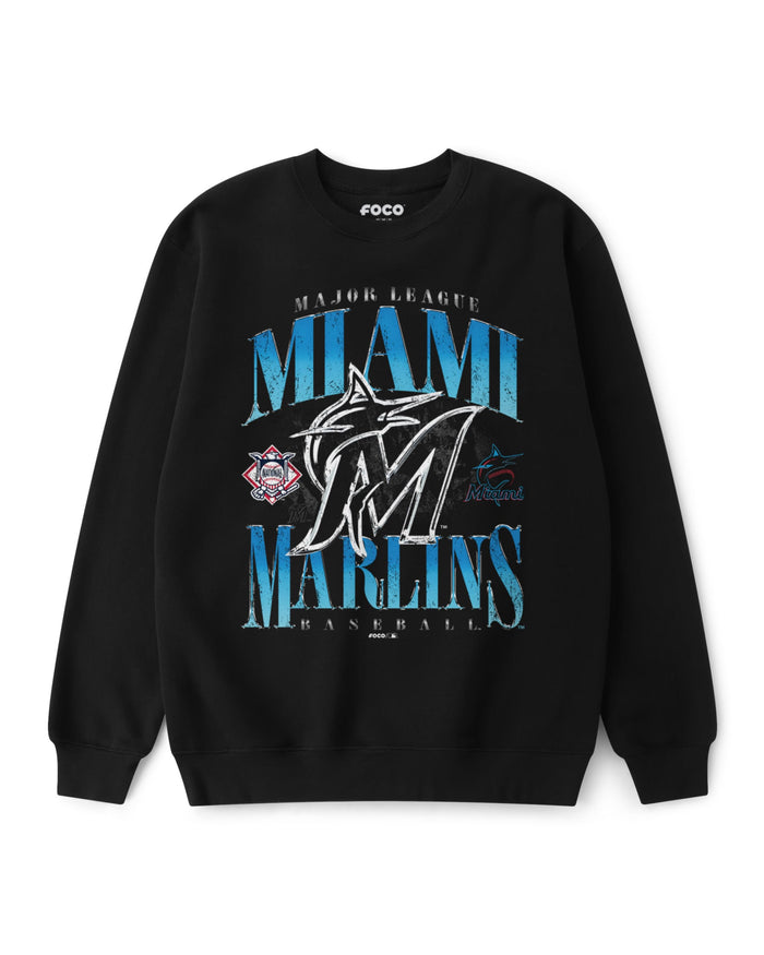 Miami Marlins Chrome Stack Crew Neck Sweatshirt FOCO S - FOCO.com