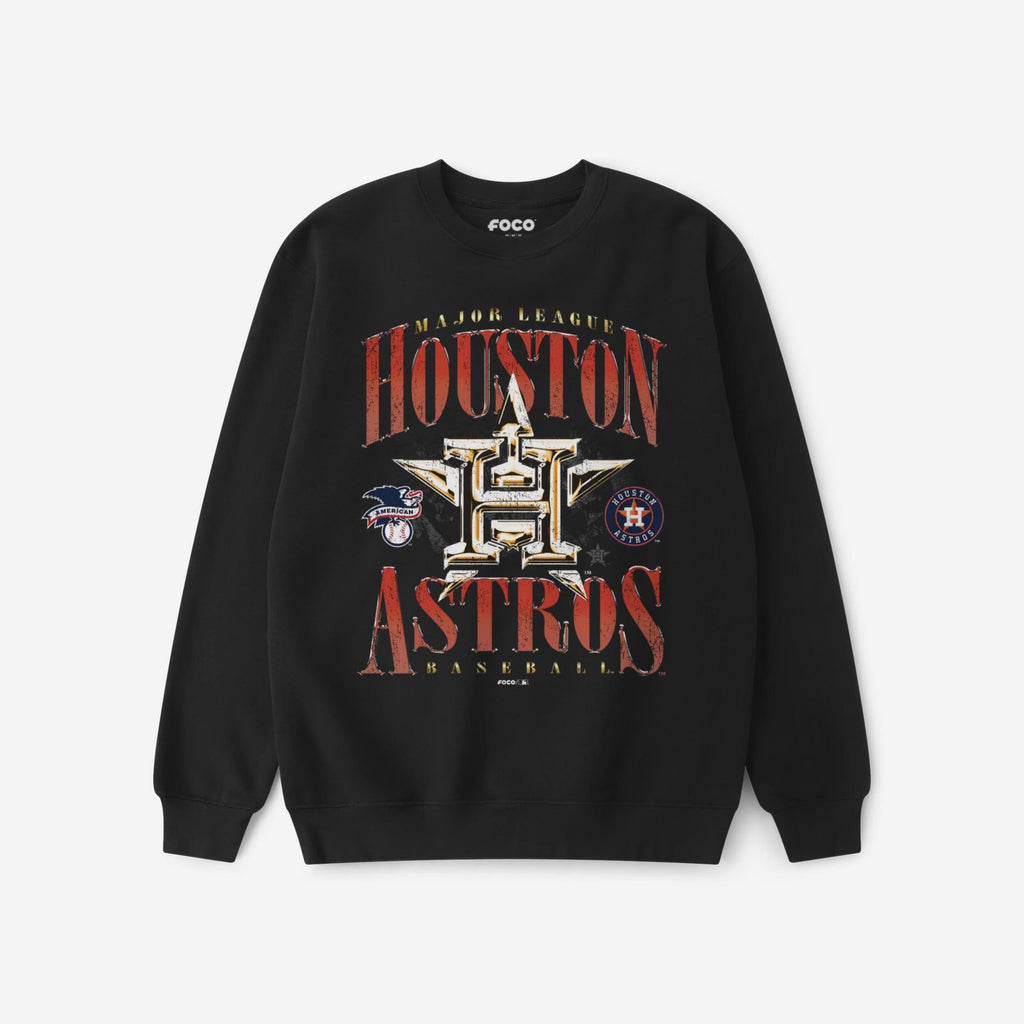 Houston Astros Chrome Stack Crew Neck Sweatshirt FOCO S - FOCO.com