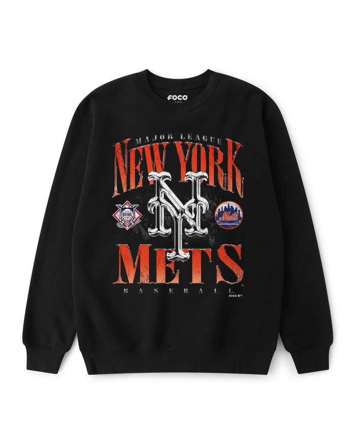 New York Mets Chrome Stack Crew Neck Sweatshirt FOCO S - FOCO.com