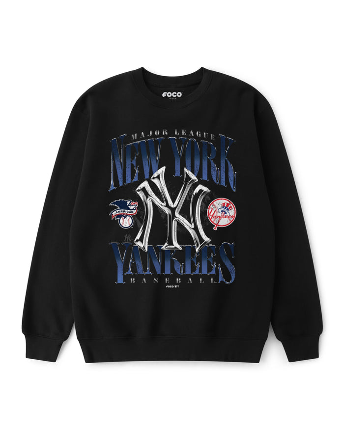 New York Yankees Chrome Stack Crew Neck Sweatshirt FOCO S - FOCO.com