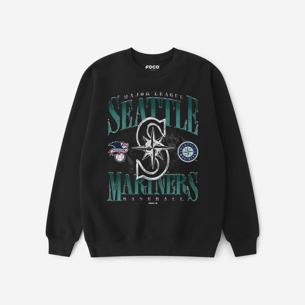 Seattle Mariners Chrome Stack Crew Neck Sweatshirt FOCO S - FOCO.com