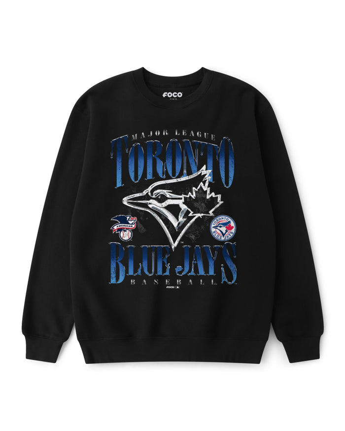 Toronto Blue Jays Chrome Stack Crew Neck Sweatshirt FOCO S - FOCO.com