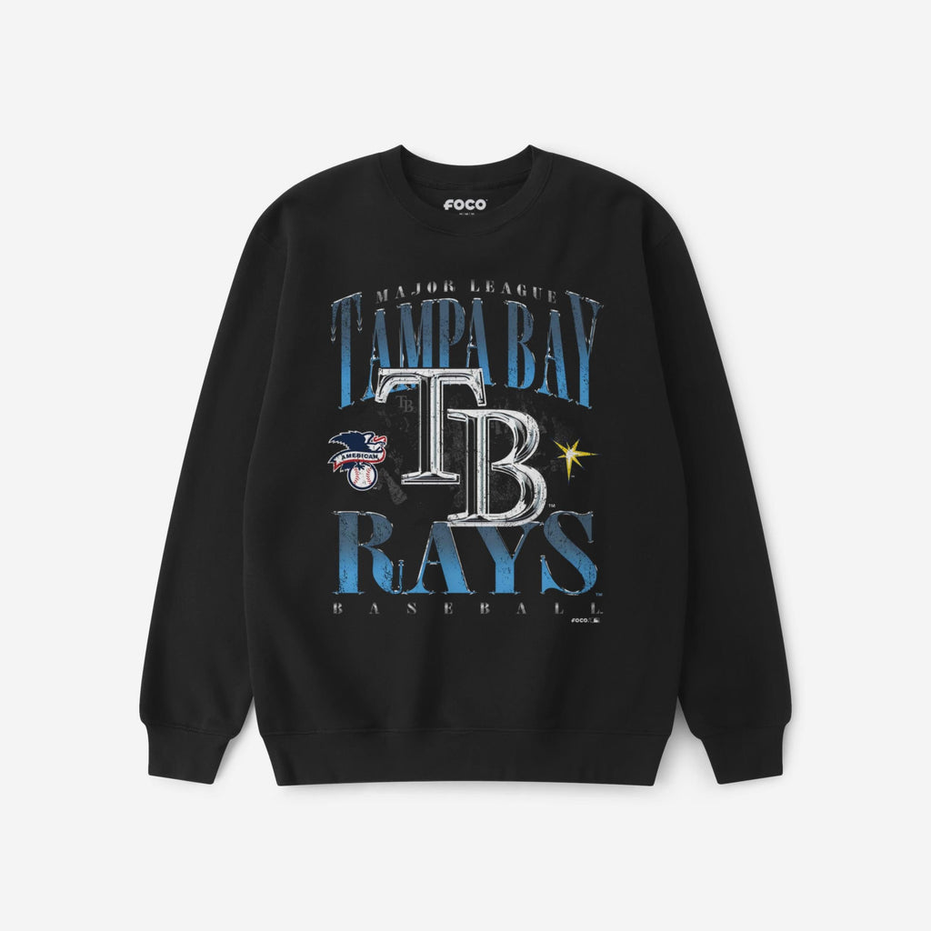 Tampa Bay Rays Chrome Stack Crew Neck Sweatshirt FOCO S - FOCO.com