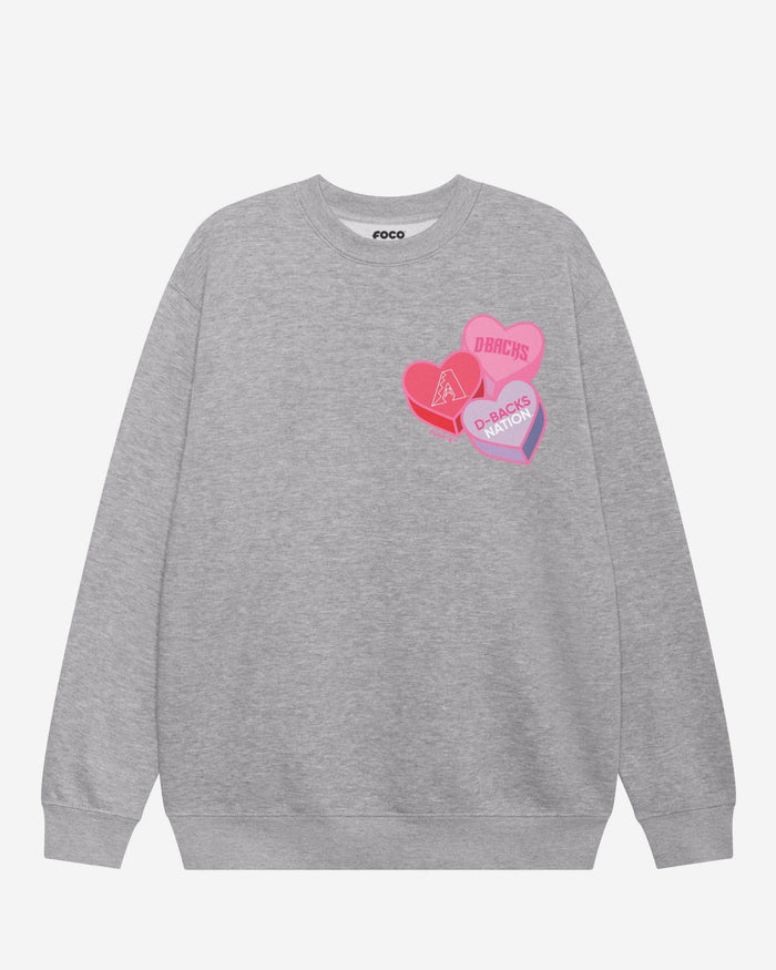 Arizona Diamondbacks Candy Heart Crew Neck Sweatshirt FOCO Athletic Heather S - FOCO.com