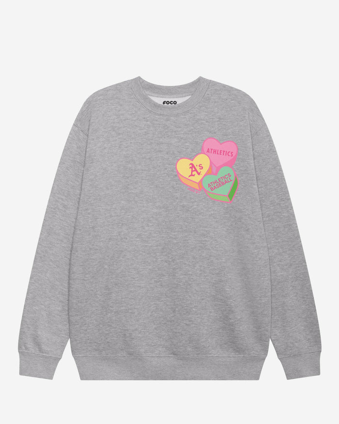 Athletics Candy Heart Crew Neck Sweatshirt FOCO Athletic Heather S - FOCO.com