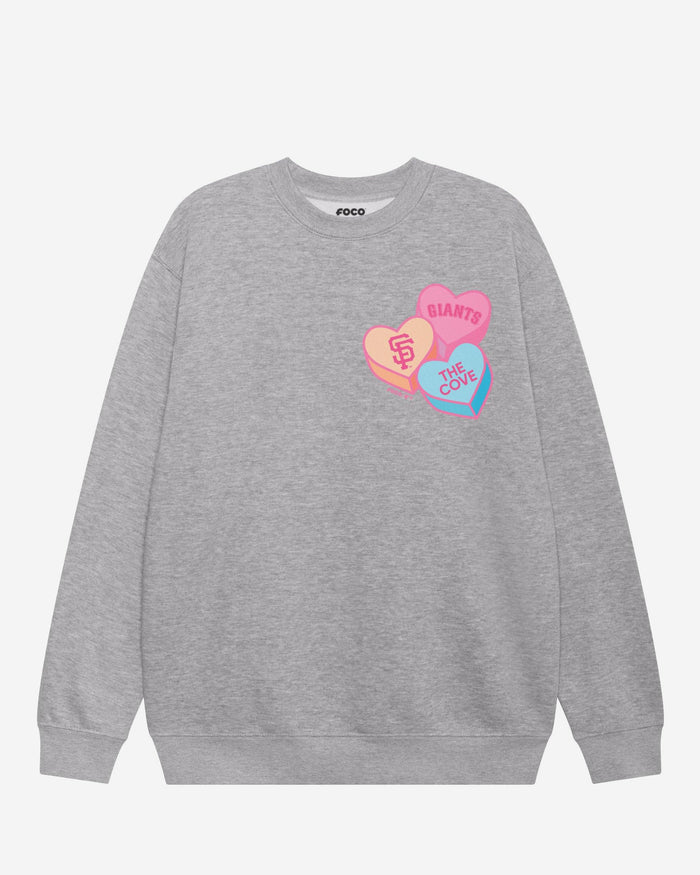 San Francisco Giants Candy Heart Crew Neck Sweatshirt FOCO Athletic Heather S - FOCO.com