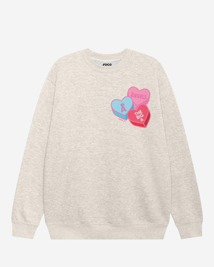 Los Angeles Angels Candy Heart Crew Neck Sweatshirt FOCO Oatmeal Heather S - FOCO.com