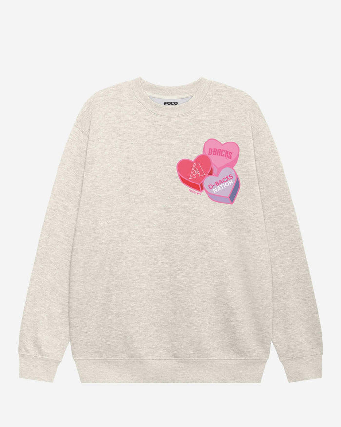 Arizona Diamondbacks Candy Heart Crew Neck Sweatshirt FOCO Oatmeal Heather S - FOCO.com