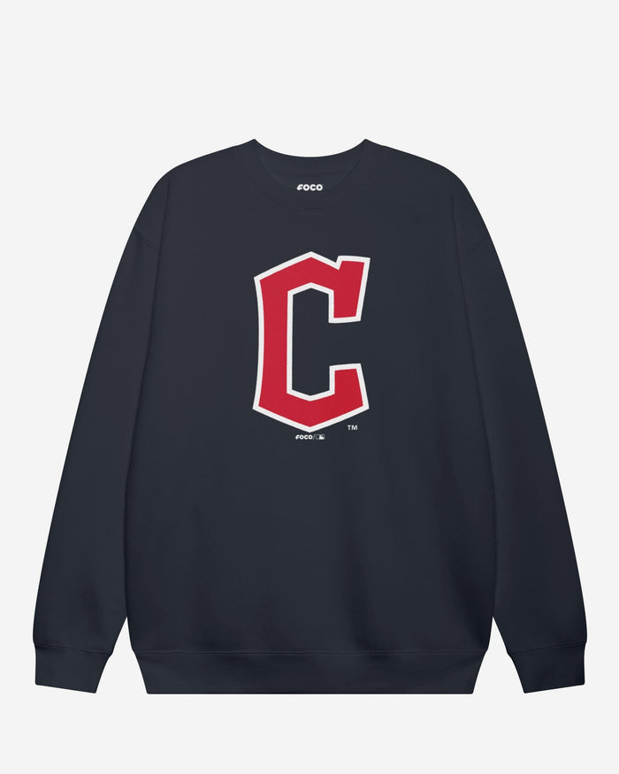 Cleveland Guardians Primary Logo Crew Neck Sweatshirt FOCO Navy S - FOCO.com