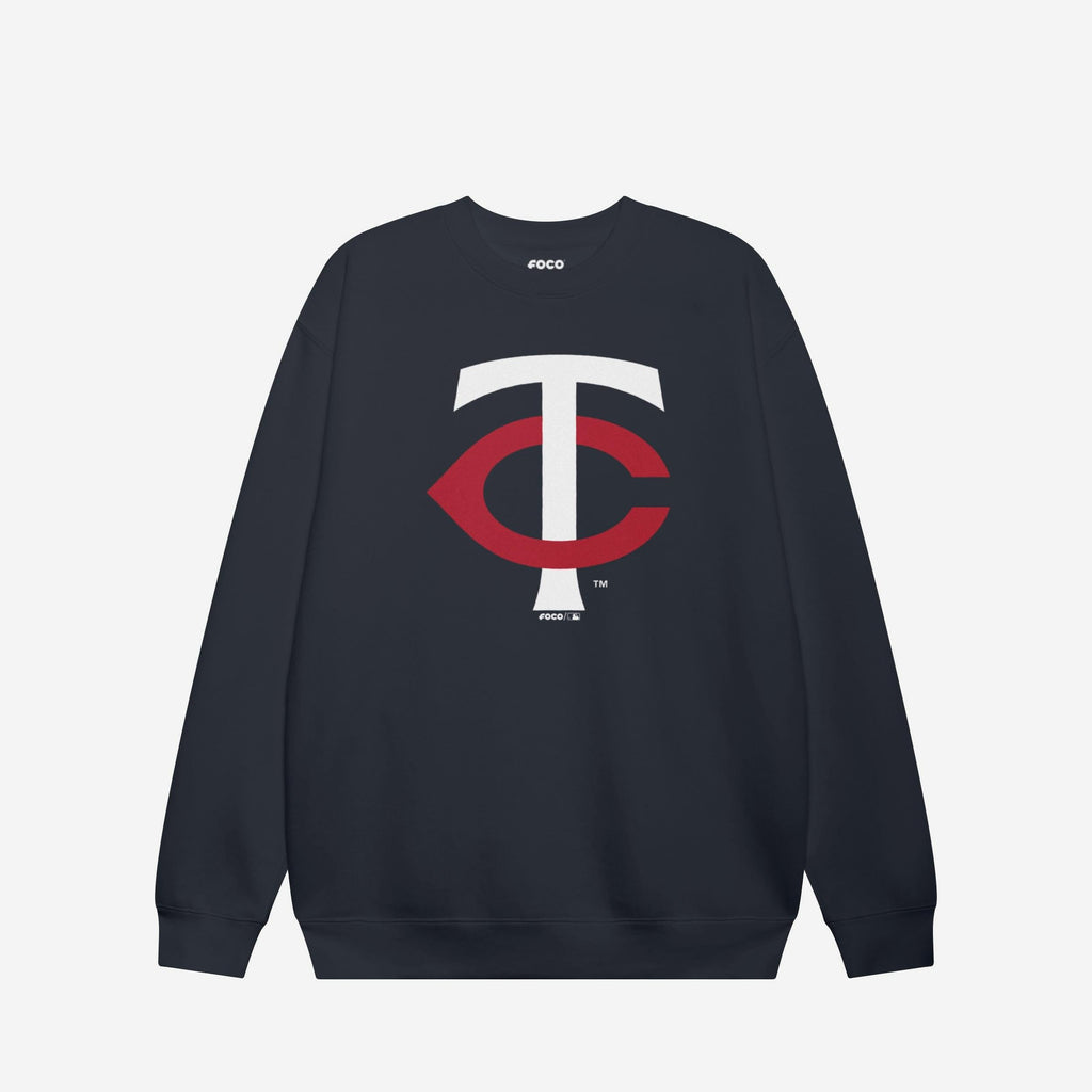 Minnesota Twins Primary Logo Crew Neck Sweatshirt FOCO Navy S - FOCO.com