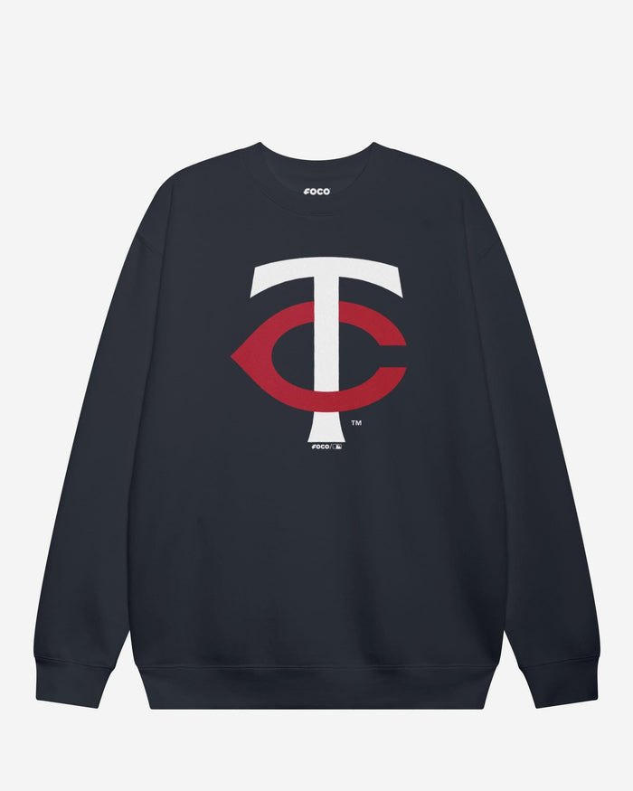 Minnesota Twins Primary Logo Crew Neck Sweatshirt FOCO Navy S - FOCO.com