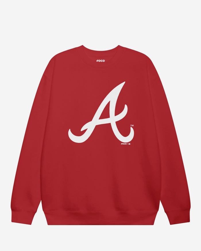 Atlanta Braves Primary Logo Crew Neck Sweatshirt FOCO Red S - FOCO.com