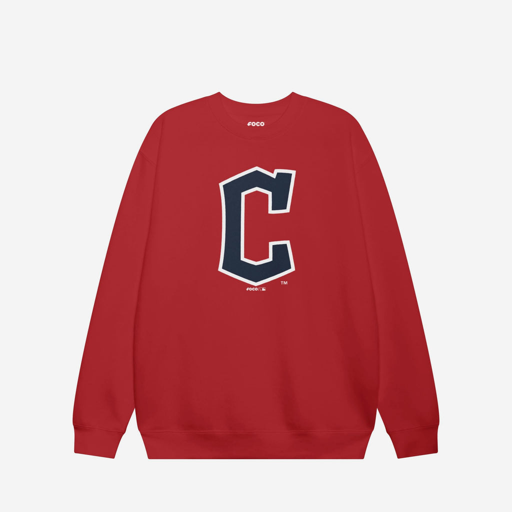 Cleveland Guardians Primary Logo Crew Neck Sweatshirt FOCO Red S - FOCO.com