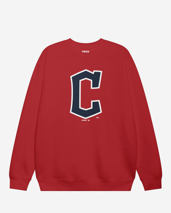 Cleveland Guardians Primary Logo Crew Neck Sweatshirt FOCO Red S - FOCO.com
