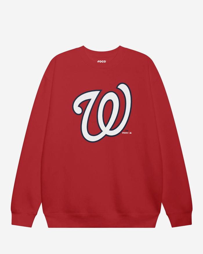 Washington Nationals Primary Logo Crew Neck Sweatshirt FOCO Red S - FOCO.com