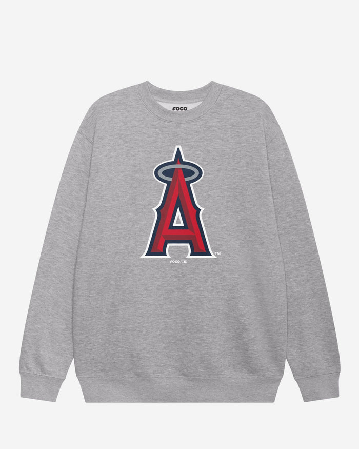 Los Angeles Angels Primary Logo Crew Neck Sweatshirt FOCO Athletic Heather S - FOCO.com