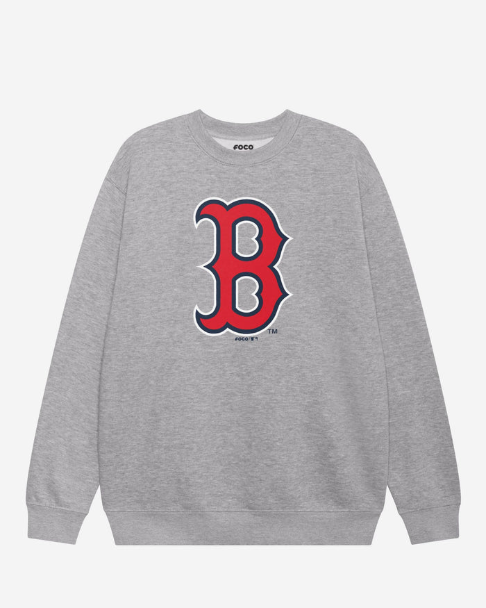 Boston Red Sox Primary Logo Crew Neck Sweatshirt FOCO Athletic Heather S - FOCO.com