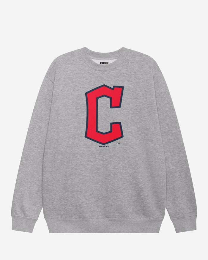 Cleveland Guardians Primary Logo Crew Neck Sweatshirt FOCO Athletic Heather S - FOCO.com
