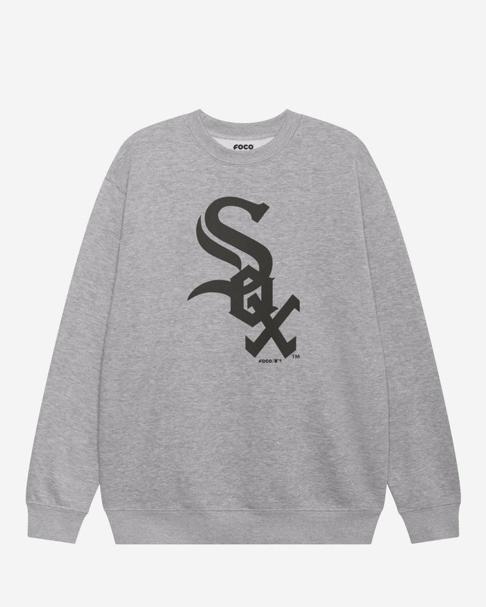 Chicago White Sox Primary Logo Crew Neck Sweatshirt FOCO Athletic Heather S - FOCO.com