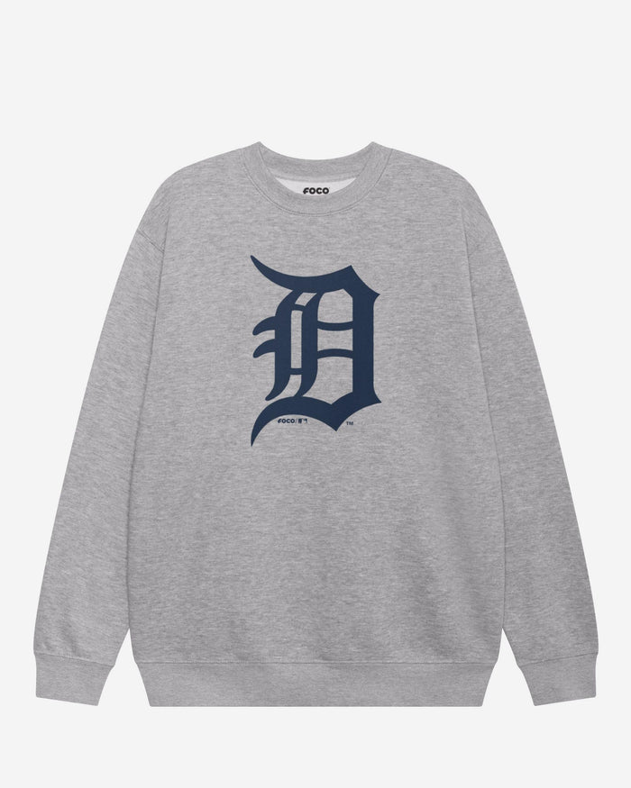 Detroit Tigers Primary Logo Crew Neck Sweatshirt FOCO Athletic Heather S - FOCO.com
