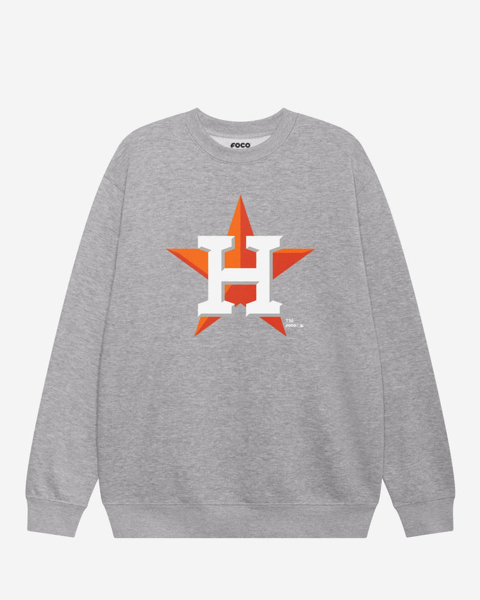 Houston Astros Primary Logo Crew Neck Sweatshirt FOCO Athletic Heather S - FOCO.com