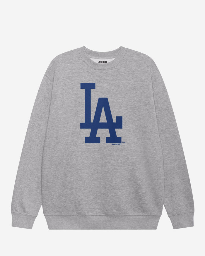 Los Angeles Dodgers Primary Logo Crew Neck Sweatshirt FOCO Athletic Heather S - FOCO.com