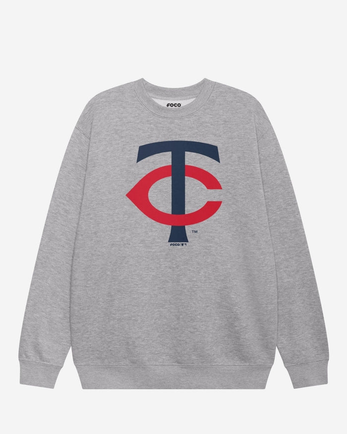 Minnesota Twins Primary Logo Crew Neck Sweatshirt FOCO Athletic Heather S - FOCO.com