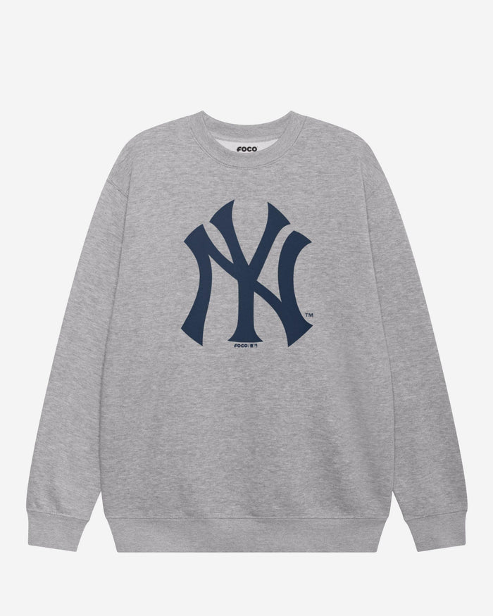 New York Yankees Primary Logo Crew Neck Sweatshirt FOCO Athletic Heather S - FOCO.com