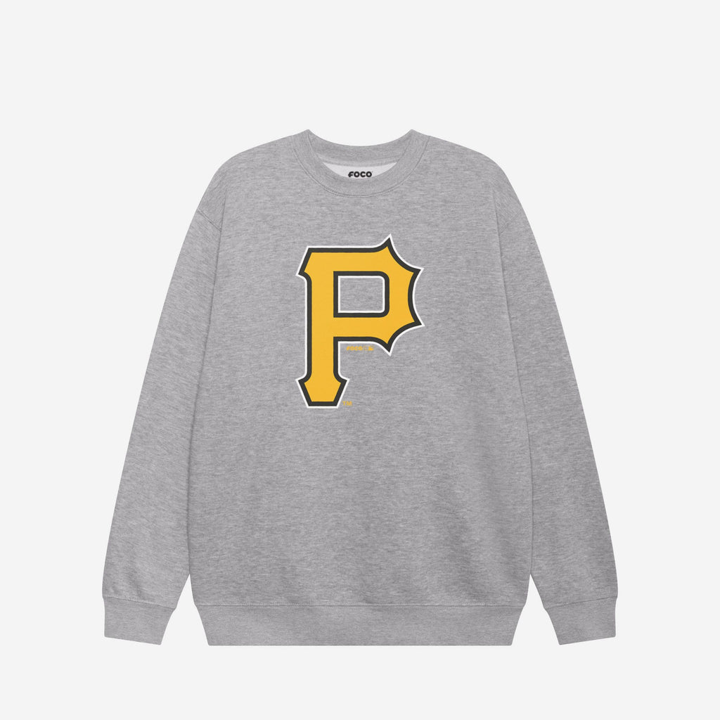 Pittsburgh Pirates Primary Logo Crew Neck Sweatshirt FOCO Athletic Heather S - FOCO.com