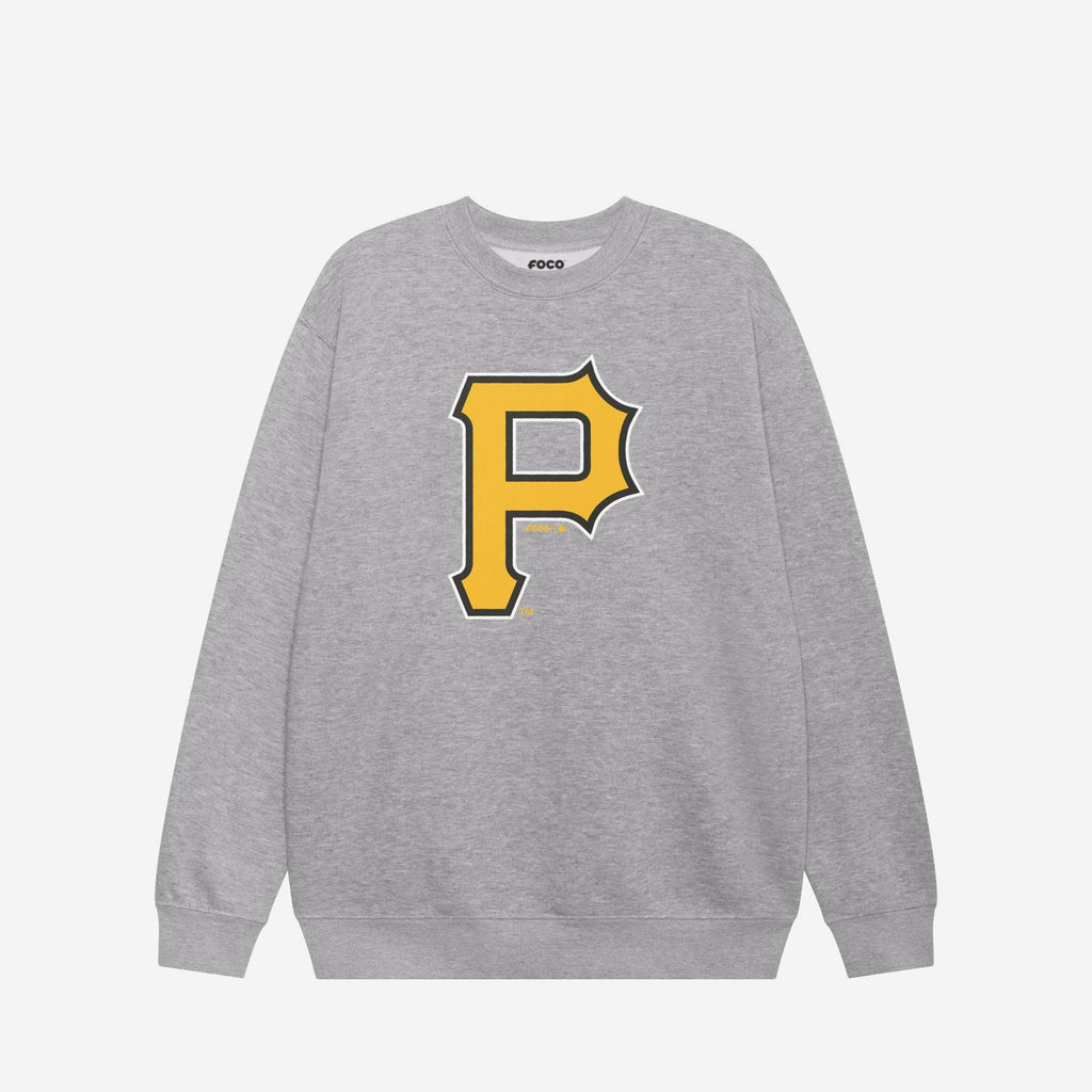 Pittsburgh Pirates Primary Logo Crew Neck Sweatshirt FOCO Athletic Heather S - FOCO.com