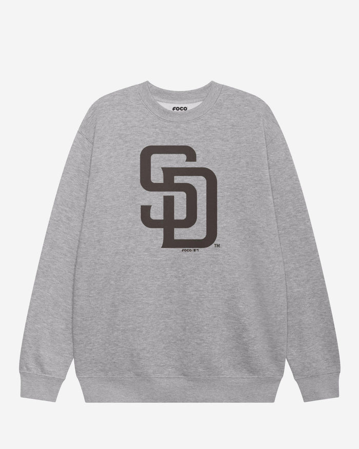 San Diego Padres Primary Logo Crew Neck Sweatshirt FOCO Athletic Heather S - FOCO.com