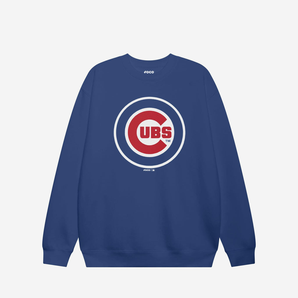 Chicago Cubs Primary Logo Crew Neck Sweatshirt FOCO True Royal S - FOCO.com