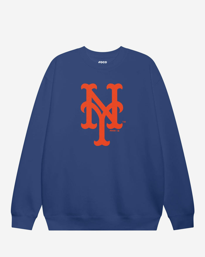 New York Mets Primary Logo Crew Neck Sweatshirt FOCO True Royal S - FOCO.com