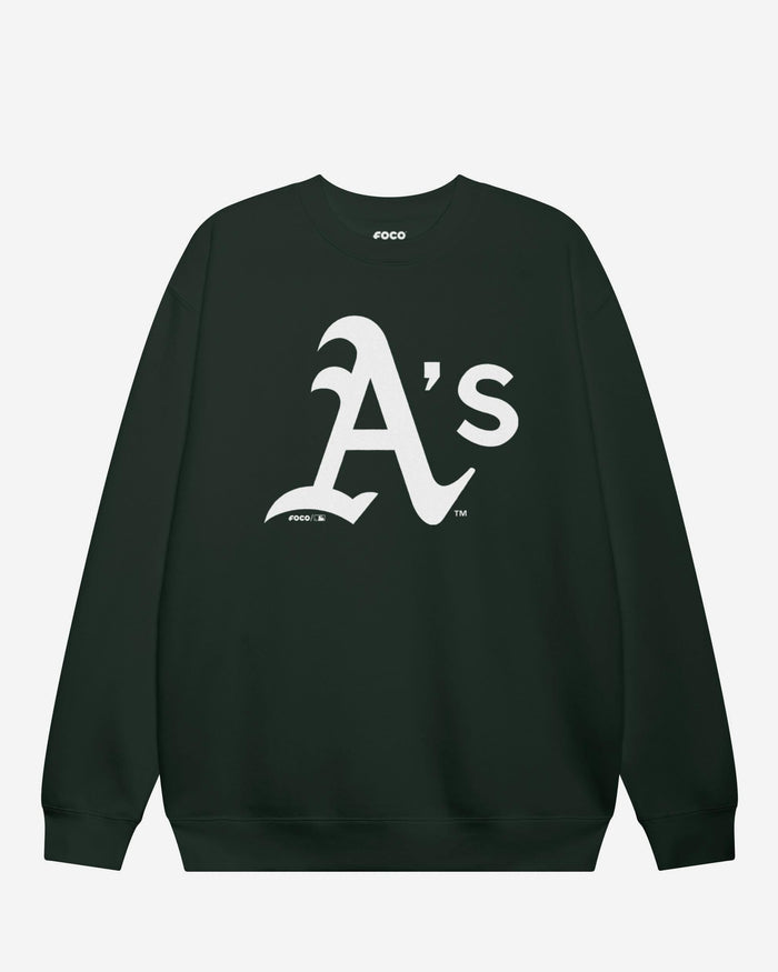 Athletics Primary Logo Crew Neck Sweatshirt FOCO Sports Green S - FOCO.com