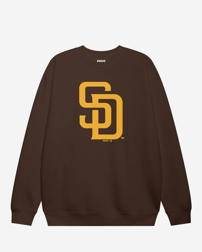 San Diego Padres Primary Logo Crew Neck Sweatshirt FOCO Chestnut S - FOCO.com
